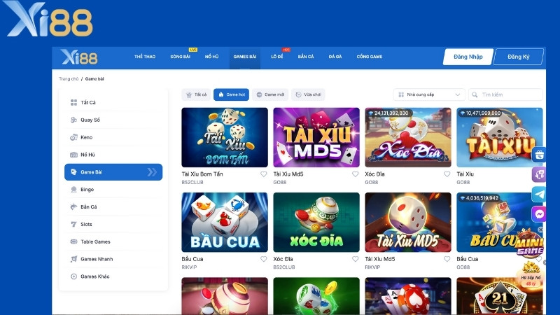 Các tựa game bài Xi88 đỉnh cao