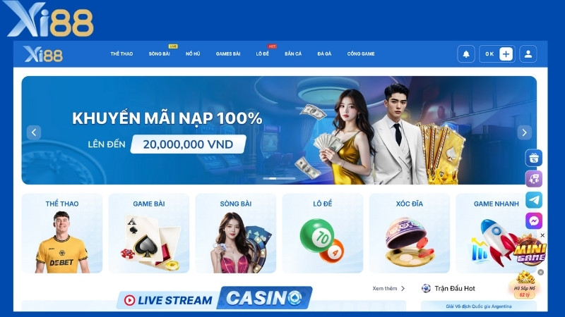 Giao diện Xi88 bùng nổ và đẹp mắt