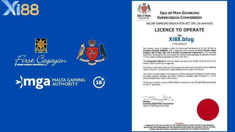 Giấy phép hoạt động của nhà cái Xi88
