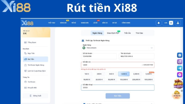 Rút tiền Xi88 qua ngân hàng