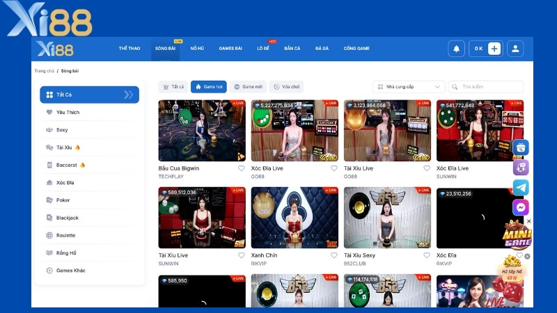 Sảnh Live Casino Xi88 cực chất chơi